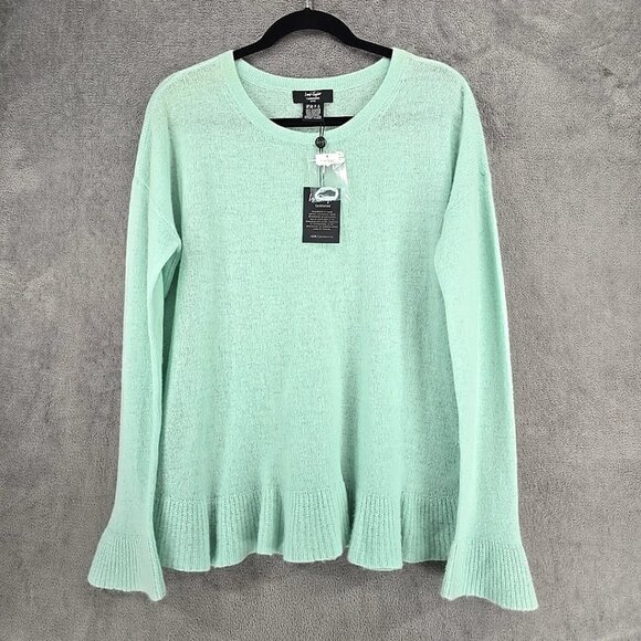 Lord &Taylor Turquoise Cashmere Pullover Sweater Women's Size Petite Large - Picture 1 of 12
